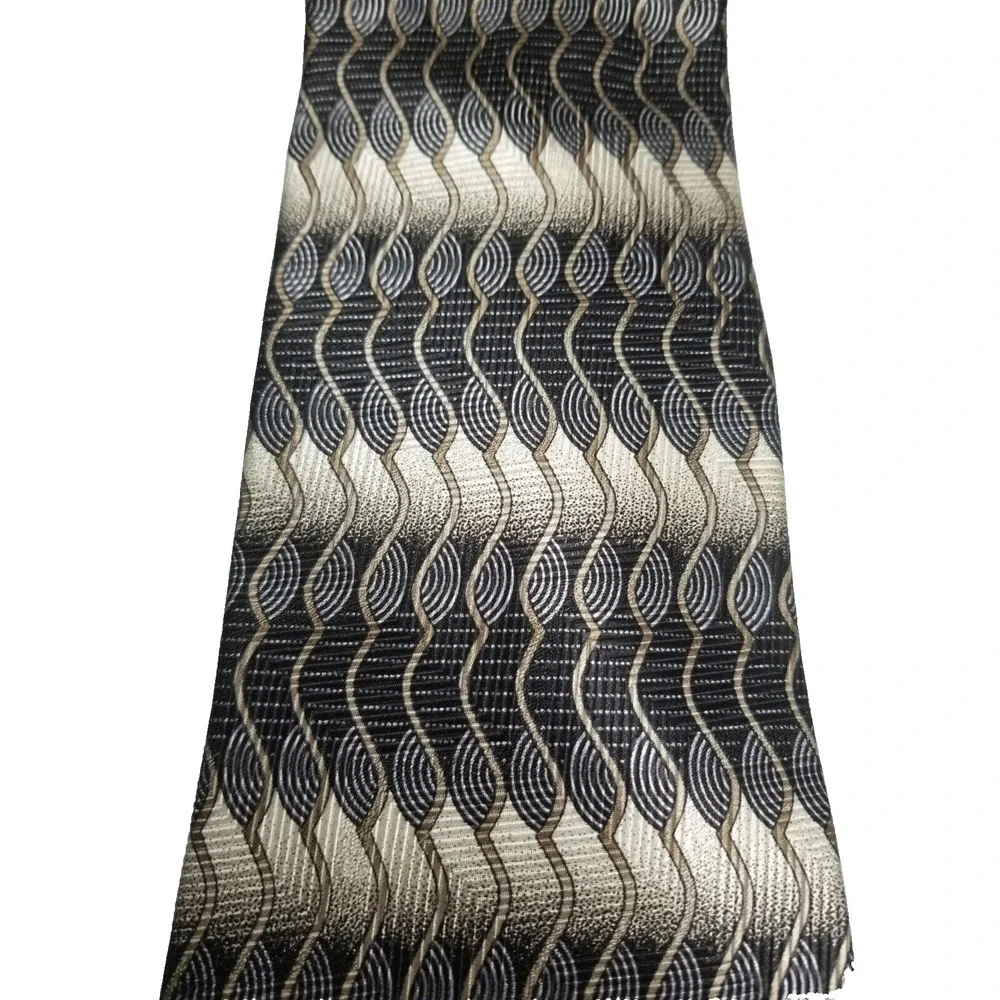 Gianfranco Ruffini Black Tan Geometric Silk‎ Pointed Tie Made in USA